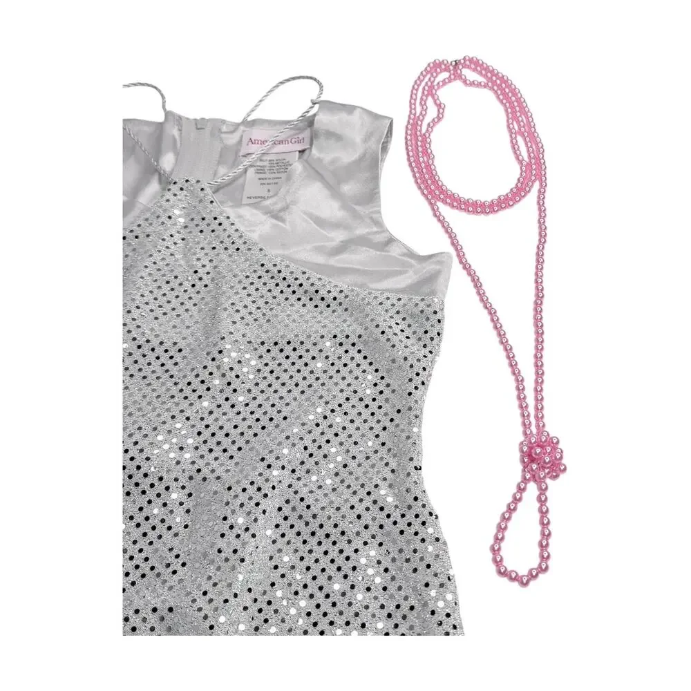 American Girl Flapper Halloween Costume Girls Small 7/8 Dress Headband Necklace